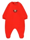 Moschino Teddy-print Cotton Babygrow In Red