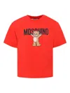 Moschino Teddy-print Cotton T-shirt In Red