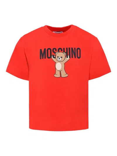 Moschino Teddy-print Cotton T-shirt In Red
