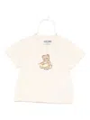 Moschino Teddy-print Cotton T-shirt In Nude