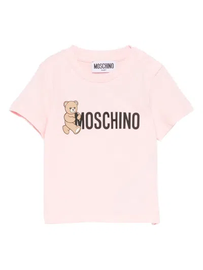 Moschino Babies' Teddy-print Cotton T-shirt In Pink