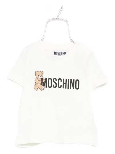 Moschino Babies' Teddy-print Cotton T-shirt In White
