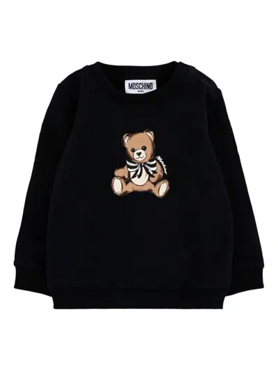 Moschino Babies' Teddy-print Crew-neck Sweatshirt In Black