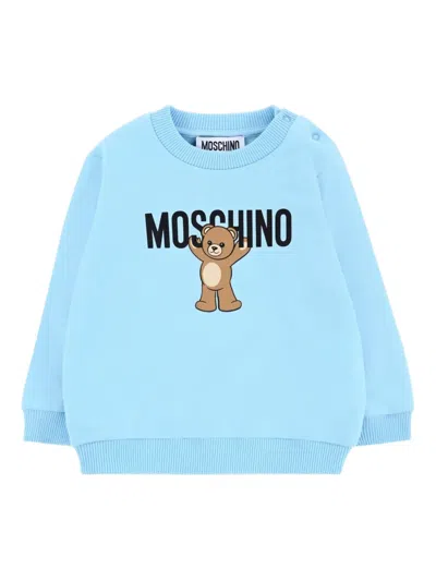 Moschino Babies' Teddy-print Crew-neck Sweatshirt In Blue