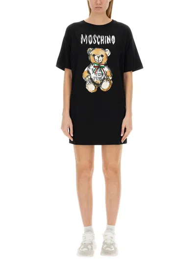 Moschino Teddy Bear T-shirt Dress In Black