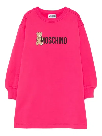 Moschino Kids' Teddy-print Dress In Pink