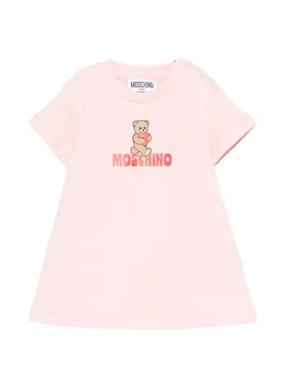 Moschino Babies' Teddy-print Dress In Pink