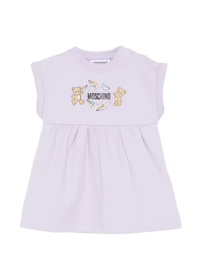Moschino Babies' Teddy-print Dress In Purple