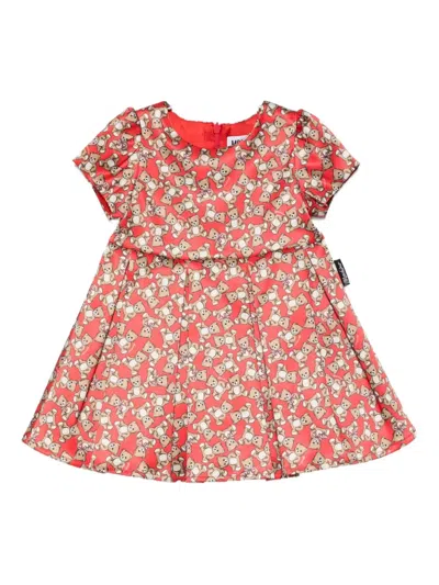 Moschino Babies' Teddy-print Dress In Red
