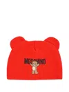 Moschino Teddy-print Ear-flap Hat In Red