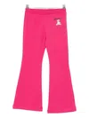 Moschino Teddy-print Flared Trousers In Pink
