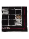 Moschino Teddy-print Grid Scarf In Black