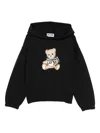 Moschino Teddy-print Hooded Top In Black
