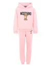 Moschino Teddy-print Hooded Tracksuit In Pink