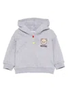 Moschino Teddy-print Hoodie In Gray
