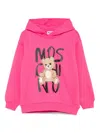 Moschino Teddy-print Hoodie In Pink