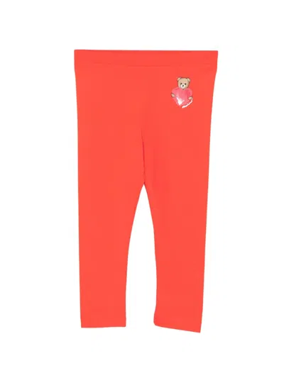 Moschino Babies' Teddy-print Leggings In Red