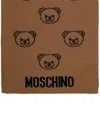 Moschino Teddy-print Logo Scarf In Brown