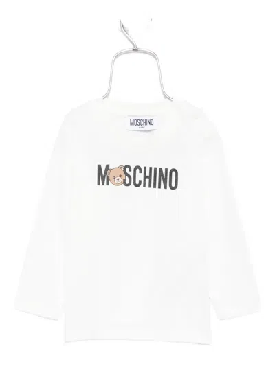 Moschino Babies' Teddy-print Long-sleeve T-shirt In White