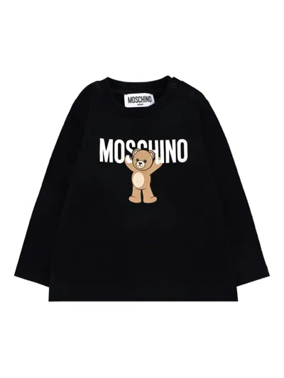 Moschino Babies' Teddy-print Long-sleeve T-shirt In Black