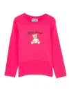 Moschino Kids' Teddy-print Long-sleeve Top In Pink