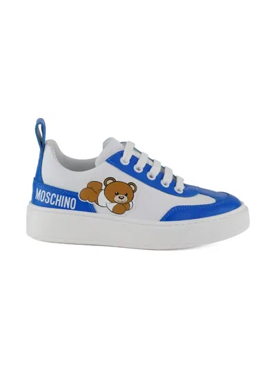 Moschino Kids' Teddy-print Low-top Sneakers In White