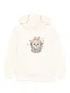 Moschino Teddy-print Musical-notes Hoodie In Neutral