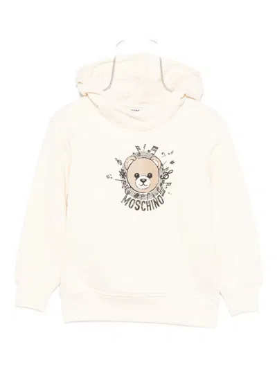 Moschino Kids' Teddy-print Musical-notes Hoodie In Neutral