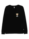 Moschino Graphic Print Crew Neck Sweater With Embroidery In Black