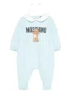 Moschino Teddy-print Peter Pan Collar Jumpsuit In Blue