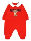 Moschino Teddy-print Peter Pan-collar Romper In Red