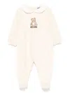 Moschino Teddy-print Peter-pan Collar Romper In Neutral