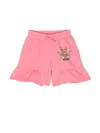 Moschino Teddy-print Ruffled Shorts In Pink