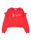 Moschino Teddy-print Ruffled Sweater In Red