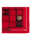 Moschino Teddy-print Scarf In Red