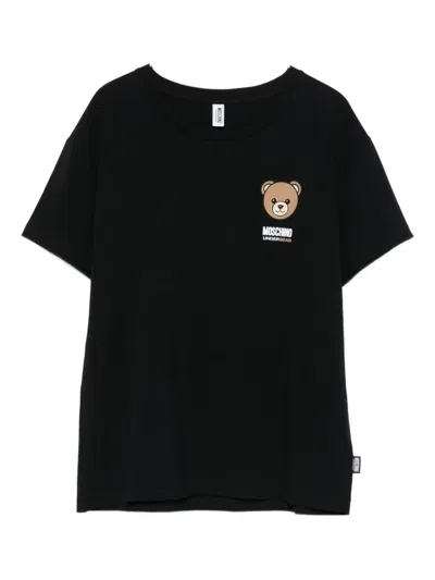 Moschino Teddy-print Short-sleeve Top In Black