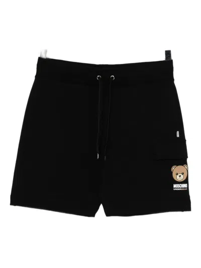 Moschino Teddy-print Shorts In Black