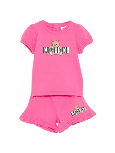 Moschino Babies' Teddy-print Shorts Set (set Of Two) In Pink