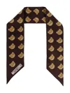 Moschino Teddy-print Silk Scarf In Brown