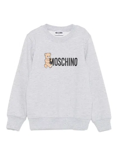 Moschino Kids' Teddy-print Sweatshirt In Gray