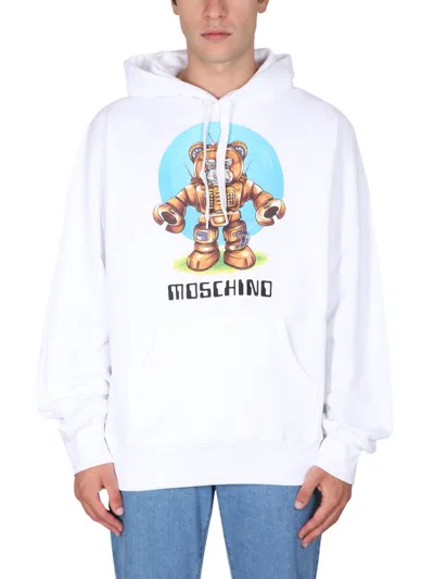 Moschino Teddy Print Sweatshirt In White