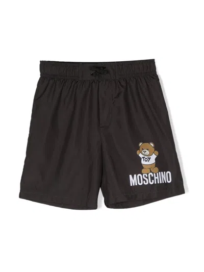 Moschino Kids' Teddy-print Swim Shorts In Black