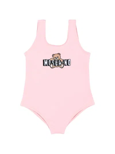 Moschino Babies' Teddy-print Swimsuit In Pink
