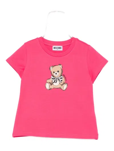 Moschino Kids' Teddy-print T-shirt In Pink