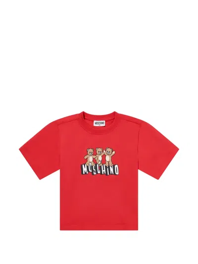 Moschino Kids' Teddy-print T-shirt In Red