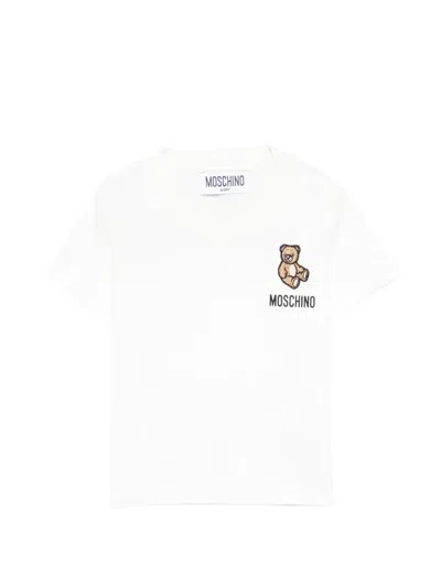 Moschino Babies' Teddy Print T-shirt In White
