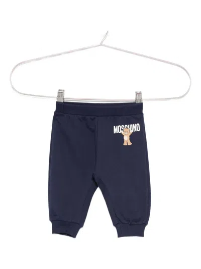 Moschino Babies' Teddy-print Track Pants In Blue