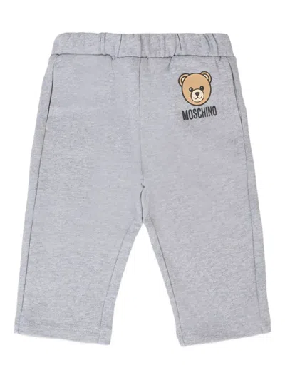 Moschino Babies' Teddy-print Tracksuit Bottoms In Gray