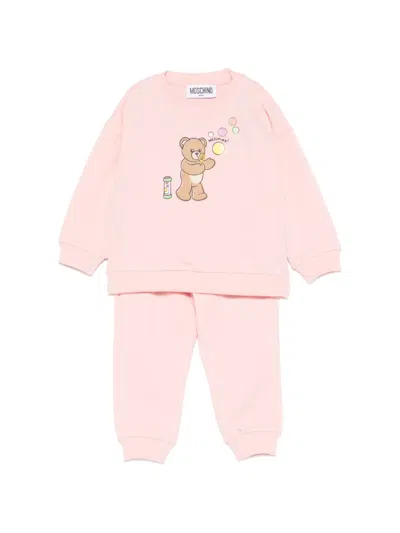 Moschino Babies' Teddy-print Tracksuit In Pink