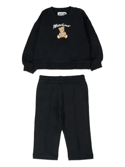 Moschino Babies' Teddy-print Tracksuit Set In Black